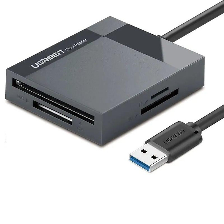 Ugreen 30335 1M Màu Xám Đầu đọc thẻ USB 3.0 hỗ trợ thẻ TF/SD/CF/MS CR125 Hàng chính Hãng