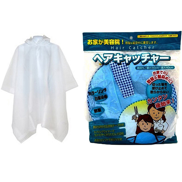 Combo Áo mưa siêu nhẹ cho bé + Áo choàng cắt tóc có khay hứng nội địa Nhật Bản