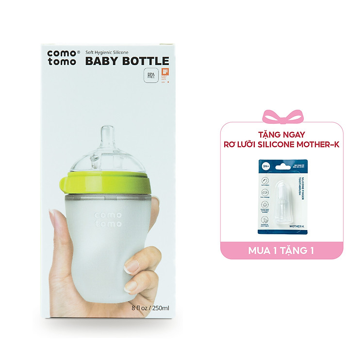 Bình sữa silicone Comotomo 250ml Xanh Đảm bảo Giá tốt - Hình ảnh 2