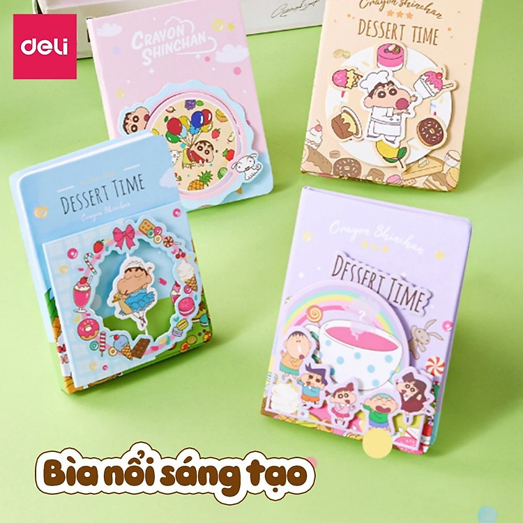Sổ tay bìa nổi Shinnosuke Deli - Mẫu random - 192 trang nhỏ gọn, hoạ tiết đa dạng, chống thấm cho học sinh, sinh viên