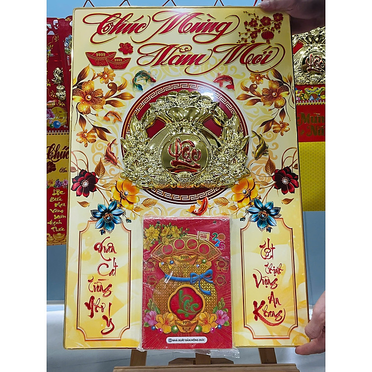 Lịch Tết 2026 - Bìa Gỗ Laminate Tráng Gương Dán Nổi Kích Thước 40x60cm, Gắn Bloc Đại Trọn Bộ (Gồm Bìa + Bloc Lịch)