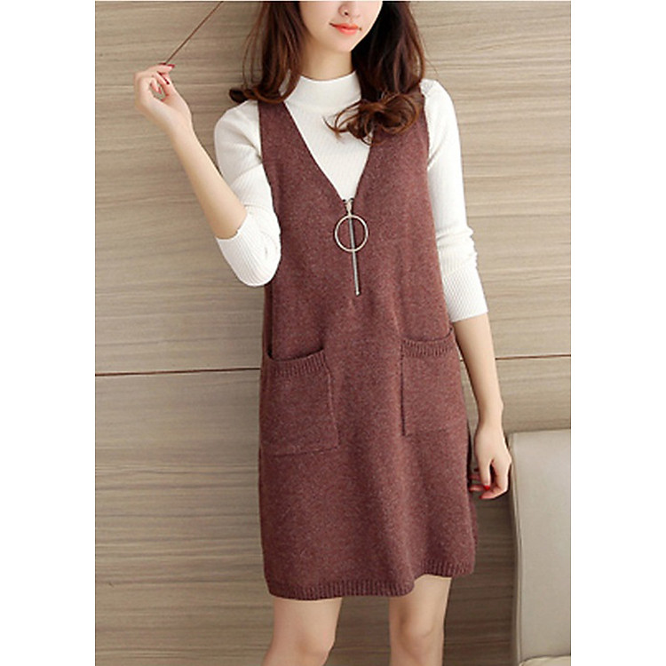 Đầm len 2 túi freesize al25