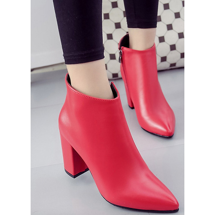 Boot cổ ngắn màu đỏ sành điệu GBN16202