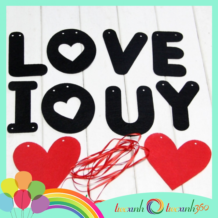 Dây treo chữ I LOVE YOU bằng vải nỉ - Ảnh 2