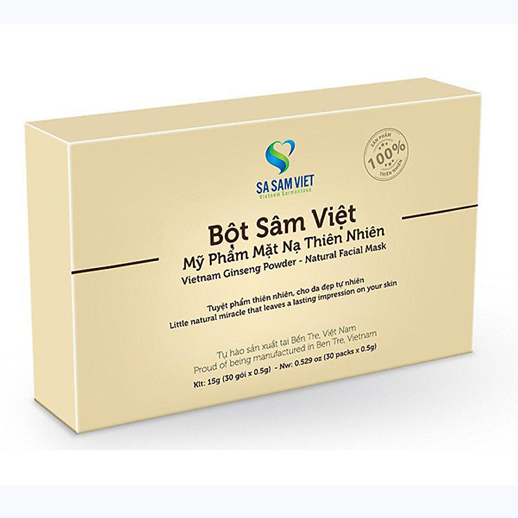 Mặt nạ thiên nhiên Bột Sâm Việt (Hộp 30 gói)