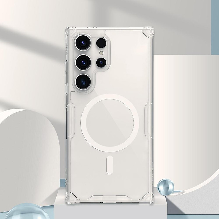 ỐP LƯNG cho Samsung Galaxy S25 ULTRA / S24 Ultra NILLKIN NATURE TPU PRO hỗ trợ sạc không dây - Lưng kính trong PC + Viền nhựa dẻo TPU - Hàng chính hãng