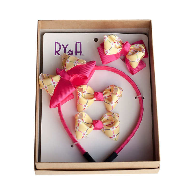 Hộp cài kẹp tóc RY-A 35098-1 (Hồng đậm - vàng)