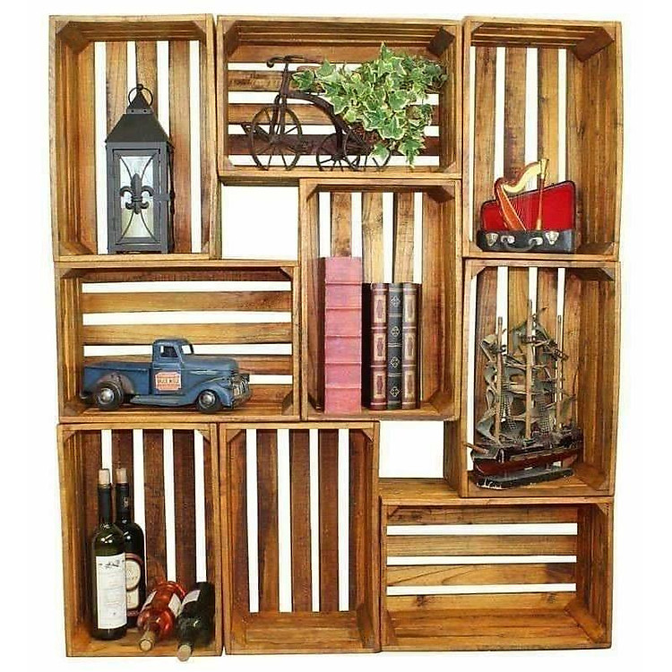 box gỗ đa năng| Box gỗ trang trí| Hộp gỗ pallet| Kệ đựng sách làm bằng pallet 30 x 40 x S20