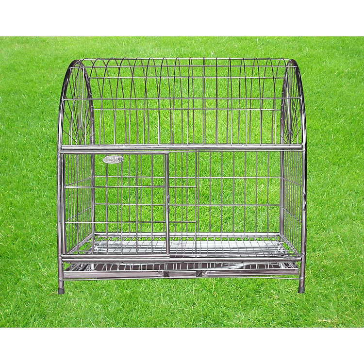 chuồng chó mèo mái vòm inox cỡ nhỏ (30*35*47)- kèm khay inox