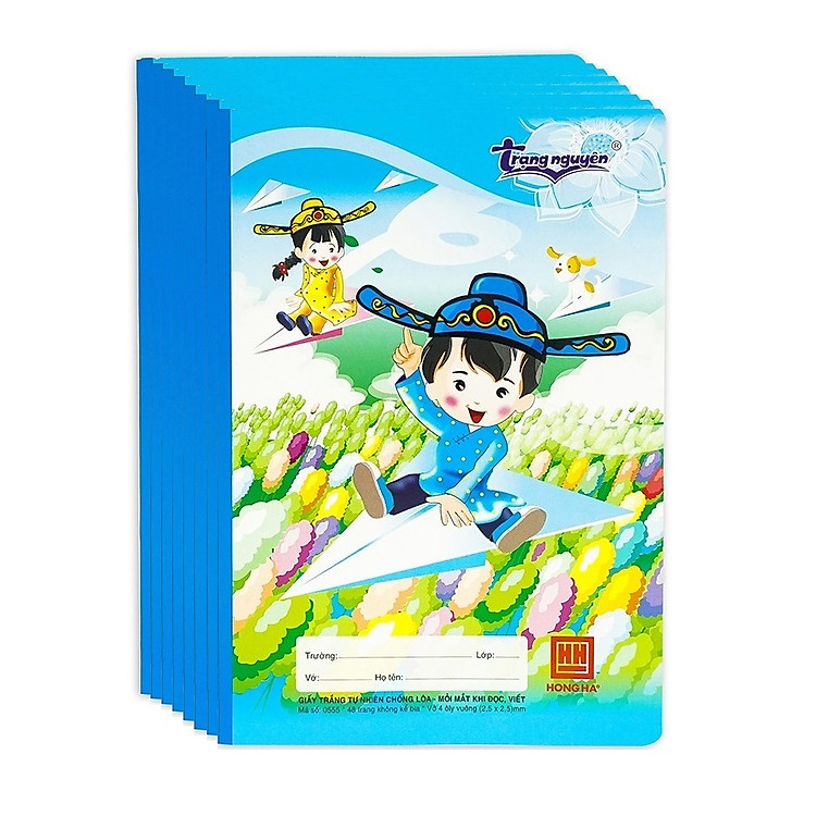 Tập 10 quyển vở 4 ô ly chống lóa Trạng Nguyên 48 trang Hồng Hà 0555 kích thước 170x240mm
