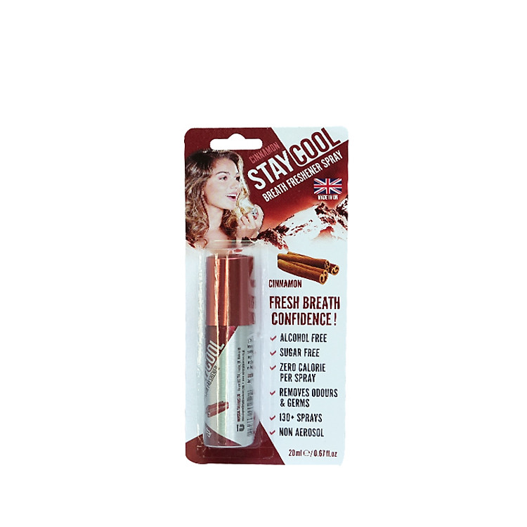 Xịt thơm miệng StayCool Breath Freshener hương quế nồng nàn quyến rũ, dạng vỉ.