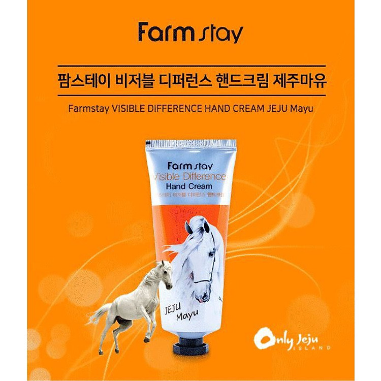 Kem dưỡng da tay mỡ ngựa Farmstay - FARM SATY VISIBLE DIFFERRNCE HAND CREAM JEJU MAYA