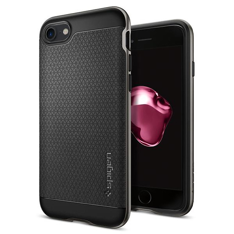 Ốp Lưng dành cho iPhone 8 / 7 Hiệu Spigen Neo Hybrid - Màu Đen Viền Màu Xám Đen - Hàng nhập khẩu