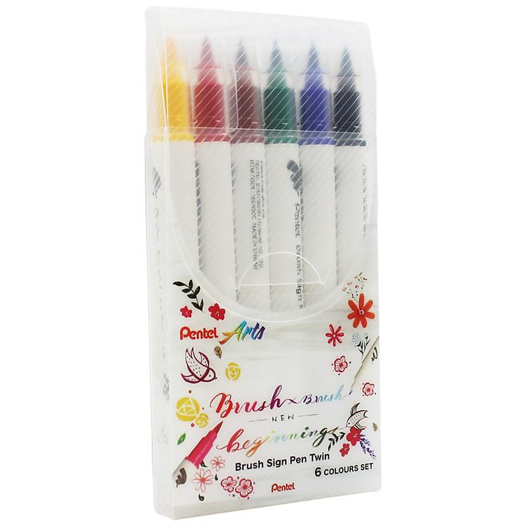 Bộ Bút Lông Màu Nước 2 Đầu Pentel Art SESW30C (6 chiếc) - Ảnh 3
