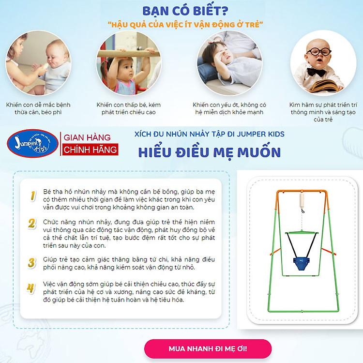Combo Xích Đu Nhún Nhảy JUMPER KIDS Chính hãng Giá rẻ - Hình ảnh 3