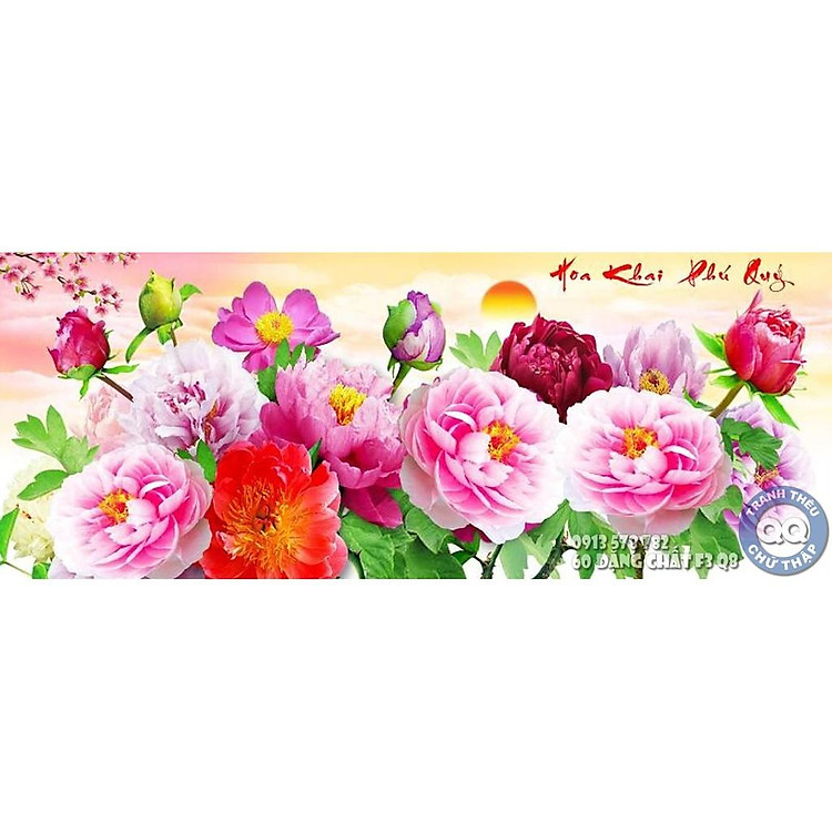 120*53CM TRANH ĐÁ HOA MẪU ĐƠN HOA KHAI PHÚ QUÝ TRANH ĐÍNH ĐÁ CHƯA ĐÍNH VS362