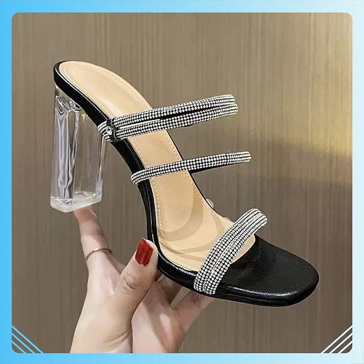 Guốc cao gót 9 phân BBG24 quai trong đính đá