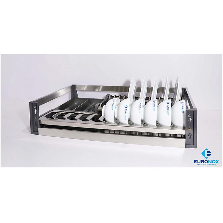 Giá bát đĩa inox đáy đặc gắn cánh Stainless Steel Pull-out Dish Rack with Solid Base and Wings attached