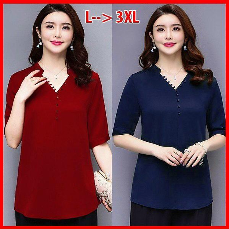 Áo Trung Niên Nữ Sang Trọng Lịch Sự Cho Mẹ Và BÀ, Áo Cổ Cách Điệu, Có Big Size, kèm hình thật