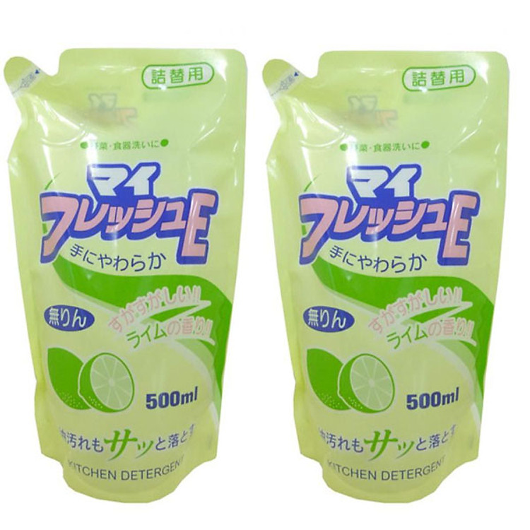 Combo 2 Nước rửa chén hương chanh loại túi 500ml Rocket nội địa Nhật Bản