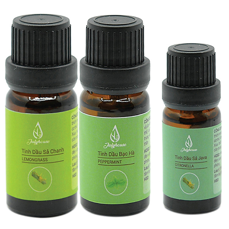 Combo 2 Tinh dầu Sả Chanh, Bạc Hà JULYHOUSE + Tặng Tinh dầu Sả Java 10ml.