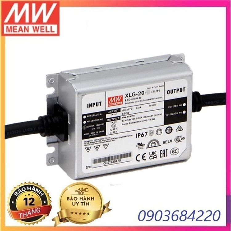 Nguồn LED Meanwell 40V 700mA XLG-20-H, Hàng nhập khẩu