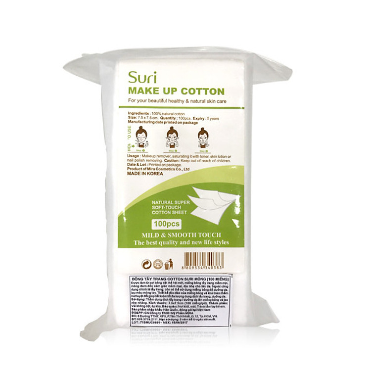 Bông Tẩy Trang Suri Cotton Mỏng 100 miếng