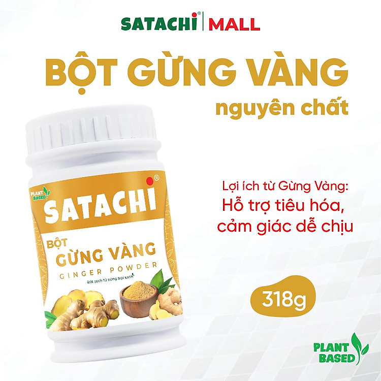Bột Gừng Nguyên Chất SATACHI – 100% gừng tự nhiên, không đường – Hộp 98g & 318g