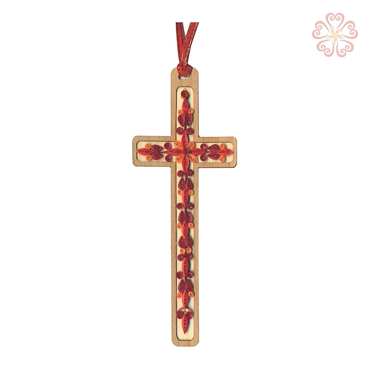 Book mark giấy xoắn nghệ thuật - hinh thập tự giá - nhiều mẫu - size 13.5 x 5.3 cm
