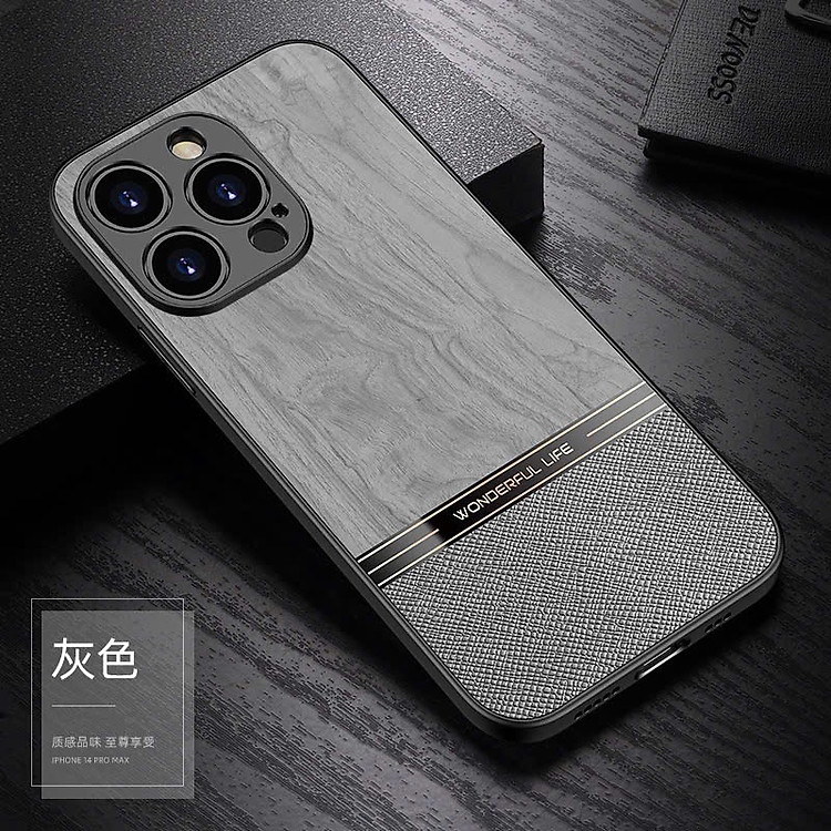 Ốp lưng Da Vân Gỗ cao cấp siêu sang,bảo vệ lưng viền cụm camera dành cho iphone 13/13Pro/13promax. Hàng Nhập Khẩu
