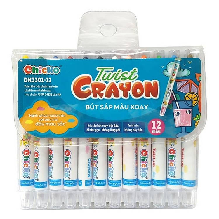 Bút Sáp Màu Xoay DK 3301-12 (12 màu) - Ảnh 2
