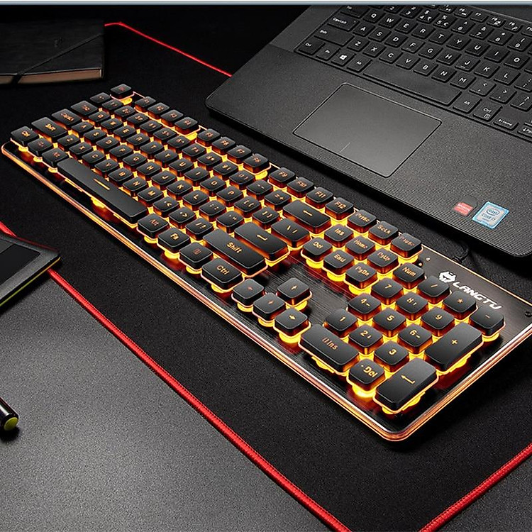Bàn phím giả cơ chuyên chơi game LANGTU L1 bảng kim loại cao cấp có LED chiếu sáng Full size 104 phím - Hàng chính hãng