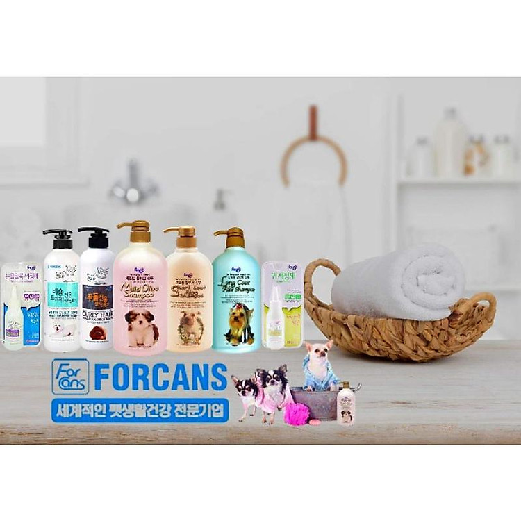Sữa tắm chó mèo Hàn Quốc Forcans, dưỡng chất nha đam, dầu dừa, an toàn cho bé da nhạy cảm