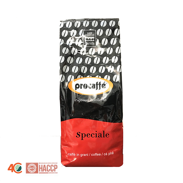 Cà phê hạt nguyên chất pha máy Procaffe Speciale, 100% arabica cao cấp