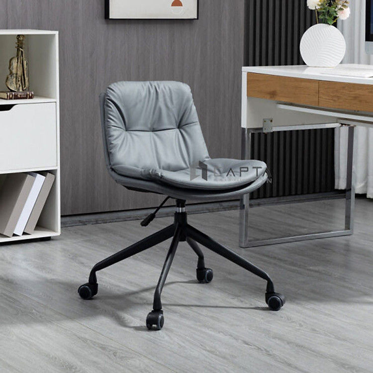 Ghế làm việc nhỏ gọn chân xoay CE1014-P Nội thất Capta Ghế học bài nệm bọc da PU lưng tựa thấp có chân hợp kim nhôm sơn tĩnh điện màu đen hoặc trắng tại HCM