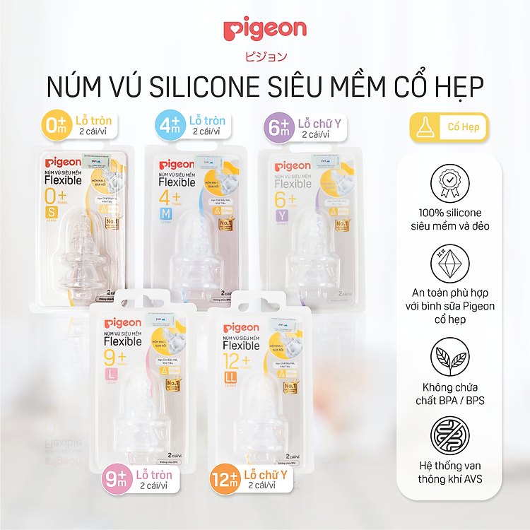 Núm ty Pigeon silicon siêu mềm (LL) Tiết kiệm - Hình ảnh 3