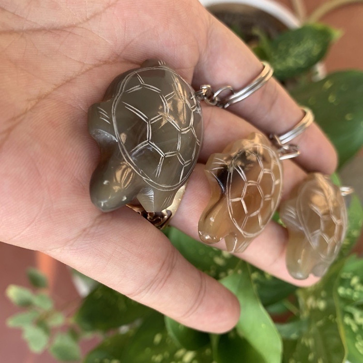 Móc treo chìa khóa con rùa bằng sừng bò Châu Phi (OTH011) - Ảnh 2