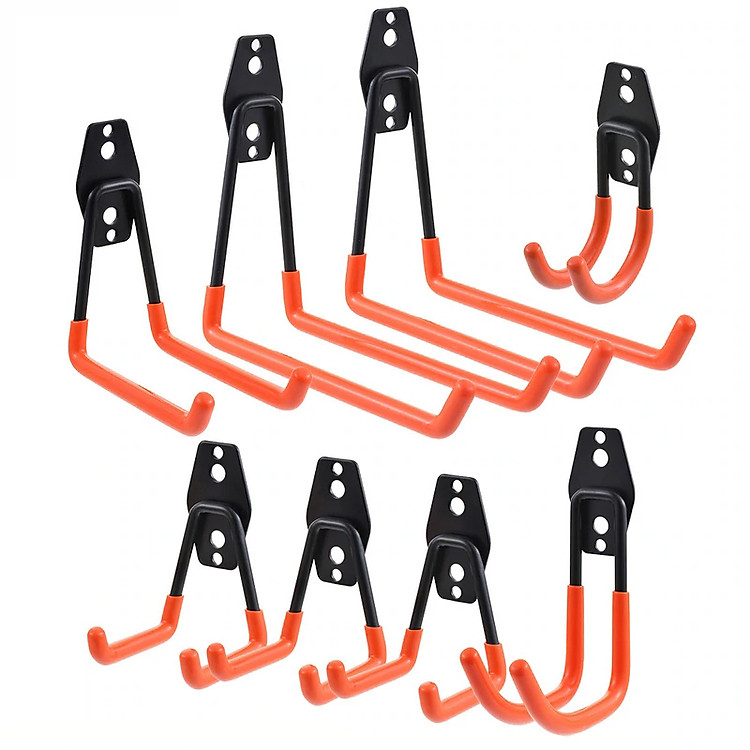 Gá Móc treo gắn tường chịu lực nặng cho dụng cụ ngoài trời chịu lực 40 kg đa năng tiện dụng (8 móc) - Hàng chính hãng