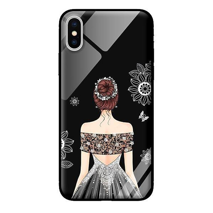 Ốp kính cường lực cho iPhone XS MAX Cô Gái Váy Xám - Hàng chính hãng