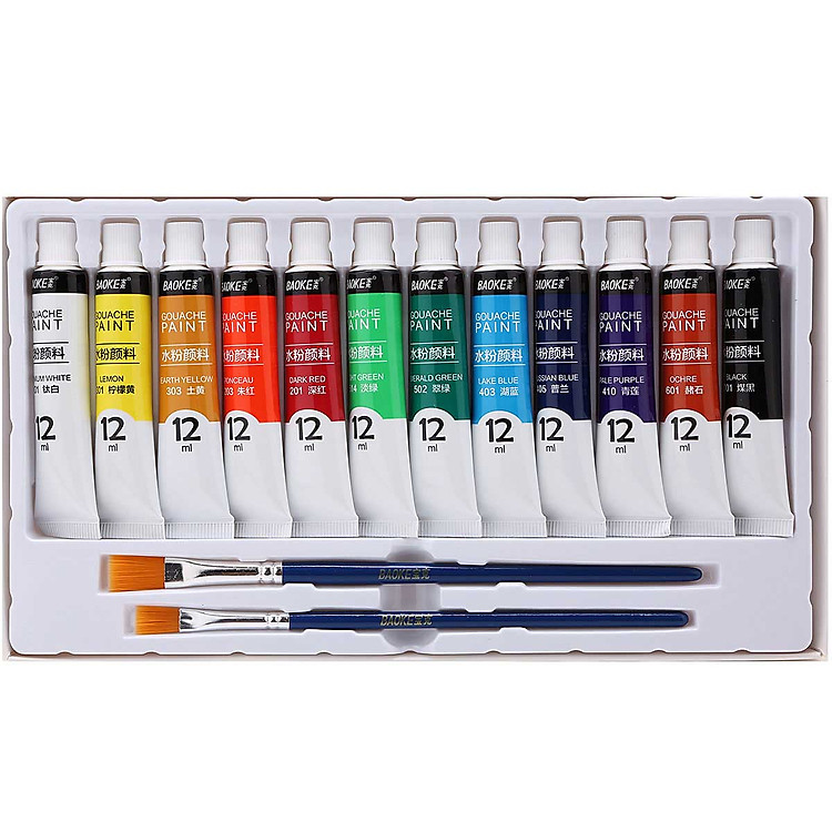 Màu Vẽ Dạng Bột Tuýp Baoke WP802 (12 màu)