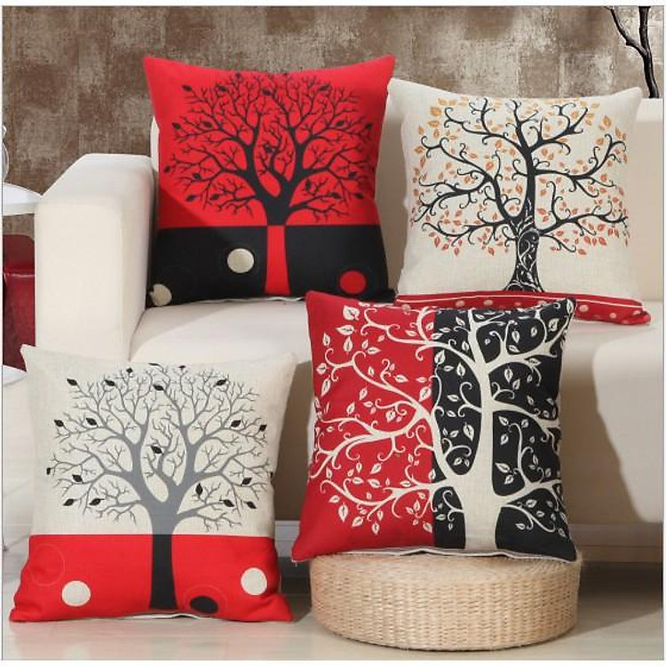 Gối tựa lưng, trang trí sofa mã cây màu