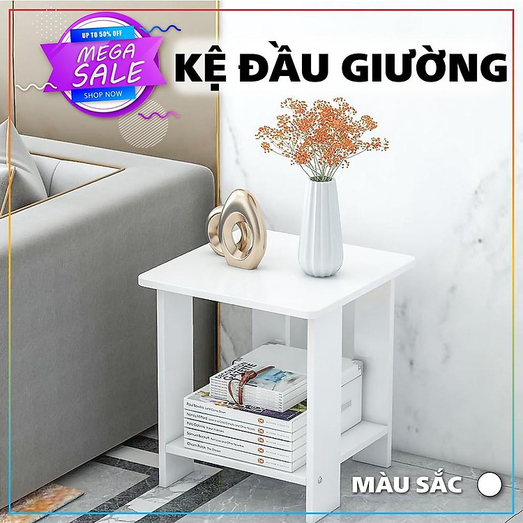 BÀN TRÀ Kệ đê đâu giường NHỎ SOFA KÍCH THƯỚC 40X40 hai màu vân gỗ, trắng