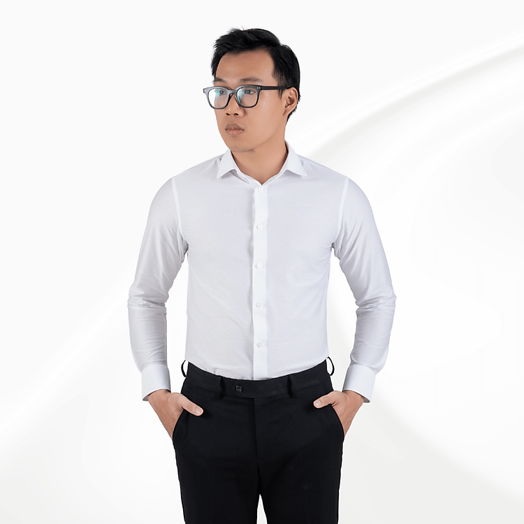 Áo sơ mi nam dài tay Cotton cổ vuông màu trắng mỏng mát GENTITI By Thái Tuấn- 1C804HAKT001