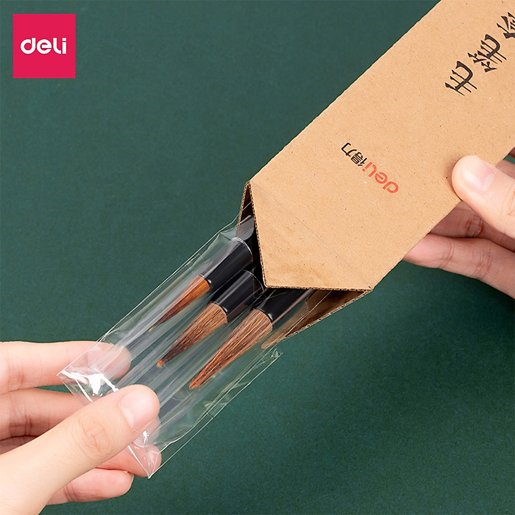Bộ Bút Lông Sói Viết Thư Pháp Deli (3 chiếc) - Ảnh 3