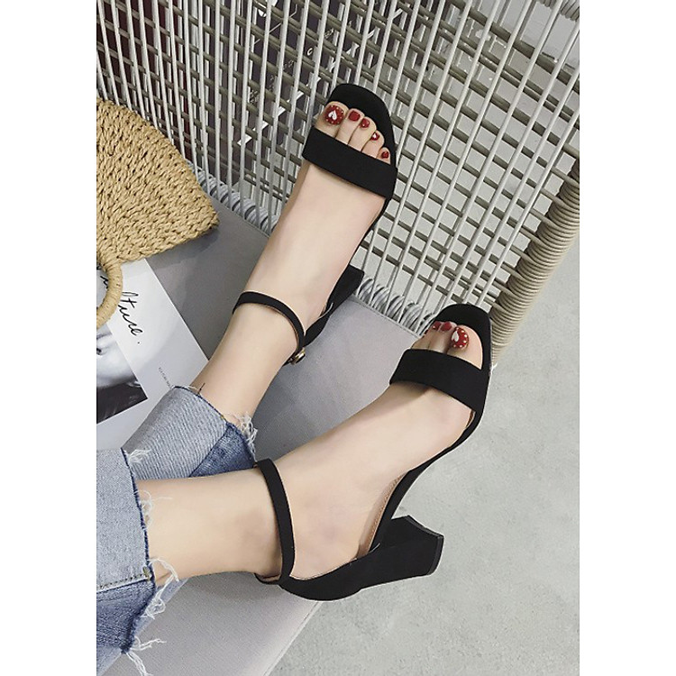 Scandan cao gót 5 phân đế vuông - Đen