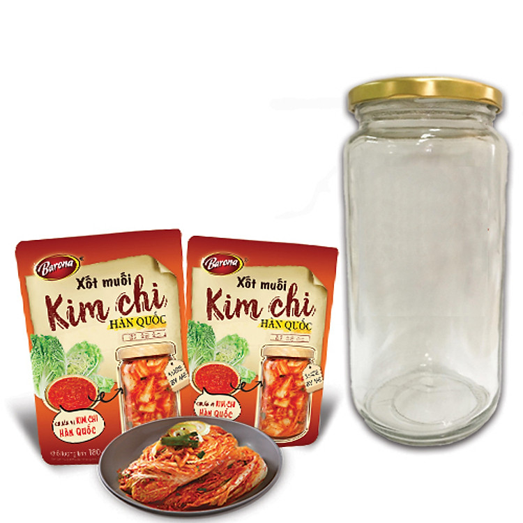 Tặng 1 hũ thủy tinh cao cấp khi mua combo 2 gói Xốt muối Kim Chi Hàn Quốc Barona 180g
