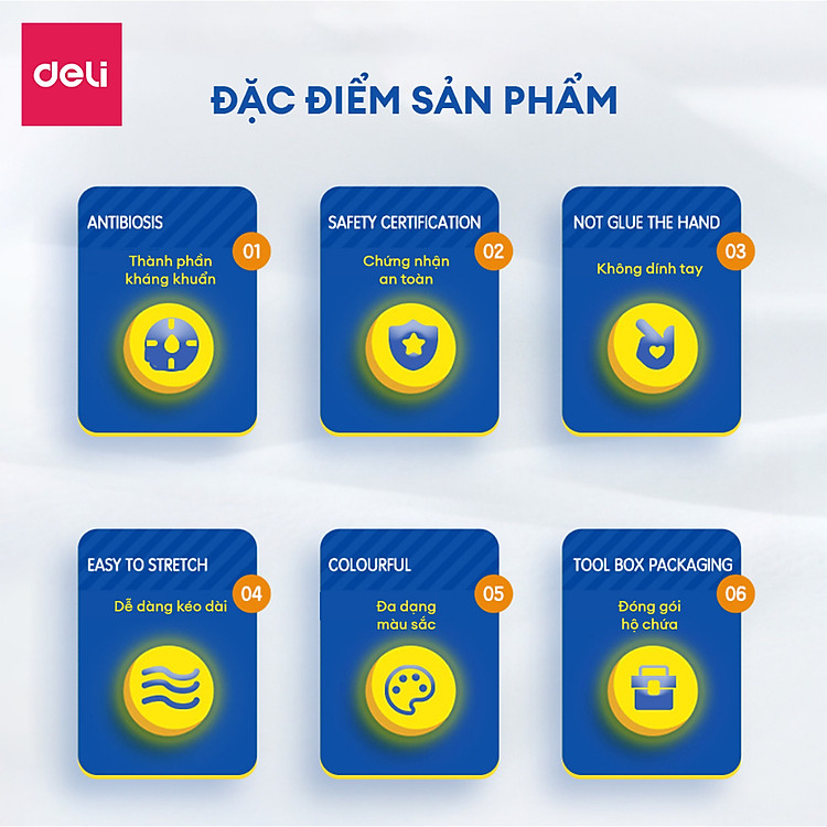 Bộ Đất Nặn 3D Deli 12 Màu An Toàn Chính hãng Tiết kiệm - Hình ảnh 3