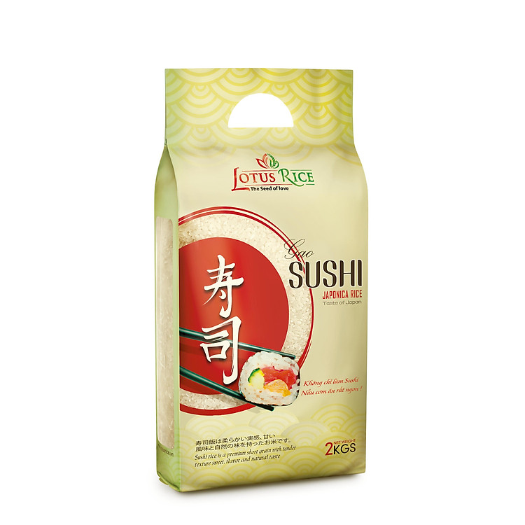 Gạo Nhật Sushi Lotus Rice 2kg - Cơm ngon rất dẻo - Chuẩn nhà hàng Nhật
