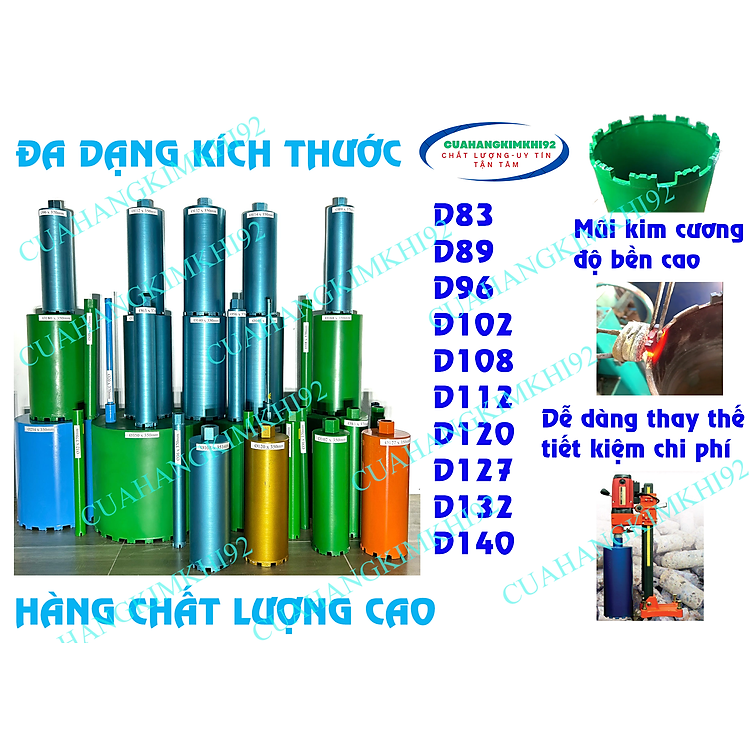 Mũi khoan rút lõi D140-D350mm mũi kim cương nhân tạo