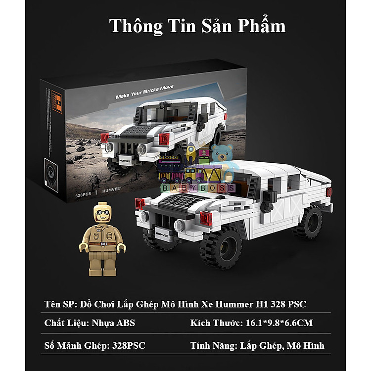 Bộ Đồ Chơi Lắp Ghép Xe Hummer H1 Chính hãng Ưu đãi - Hình ảnh 3